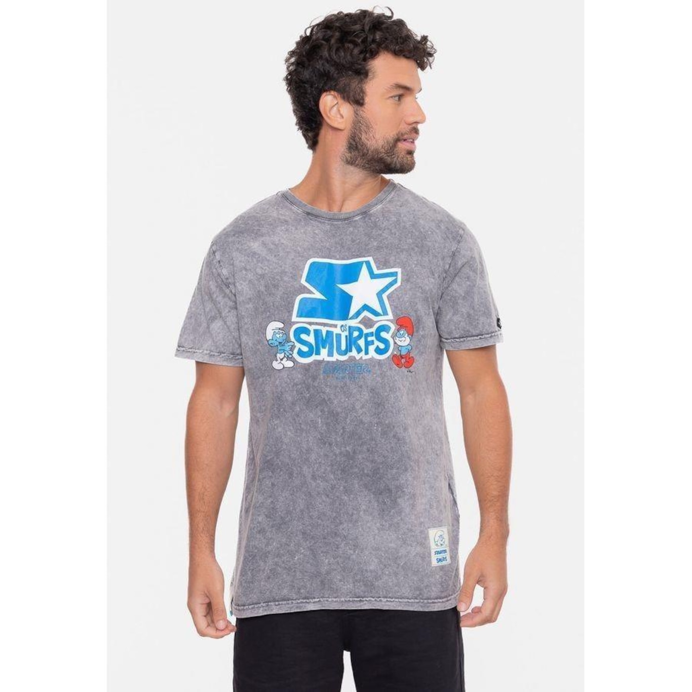 Camiseta Starter Collab Smurfs Marmori - Masculina - Foto 1