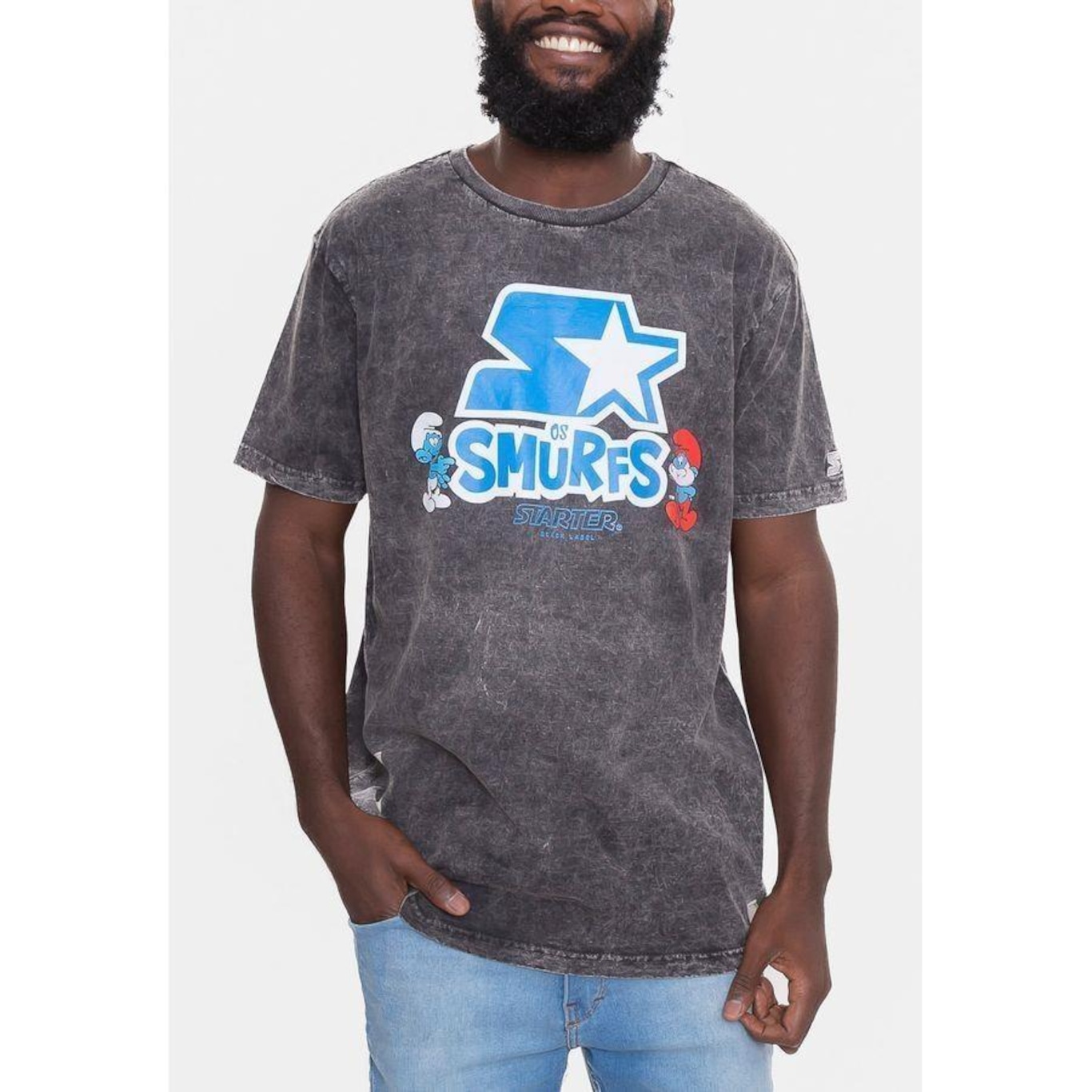 Camiseta Starter Collab Smurfs Marmori - Masculina - Foto 1