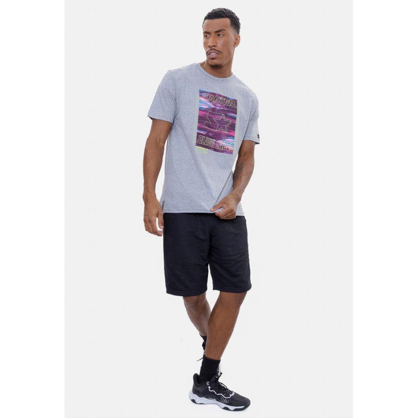 Camiseta Starter Estampada Cinza Mescla - Masculino - Foto 5