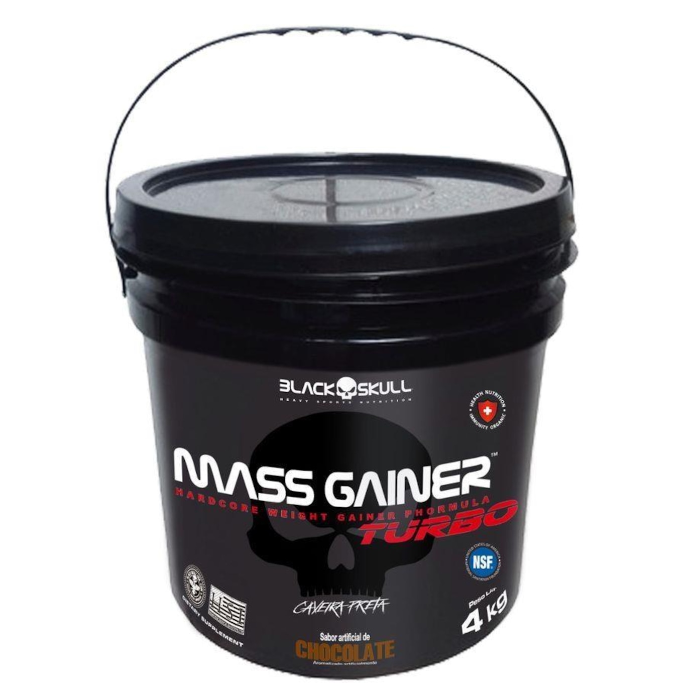 Hipercalórico Black Skull Mass Gainer Turbo Balde Colecionável - 4kg - Chocolate - Foto 1