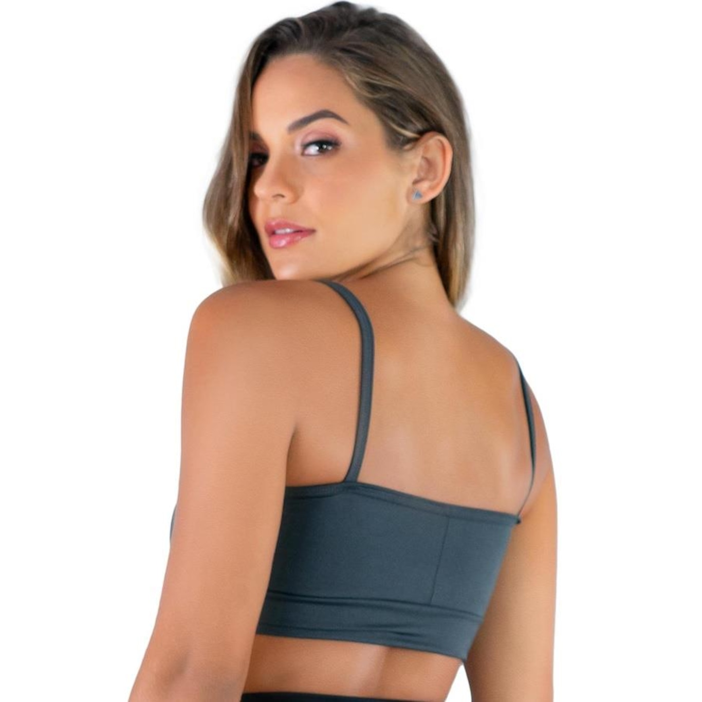 Top Fitness Mvb Modas Cropped Academia Franzido Suplex - Feminino - Foto 1