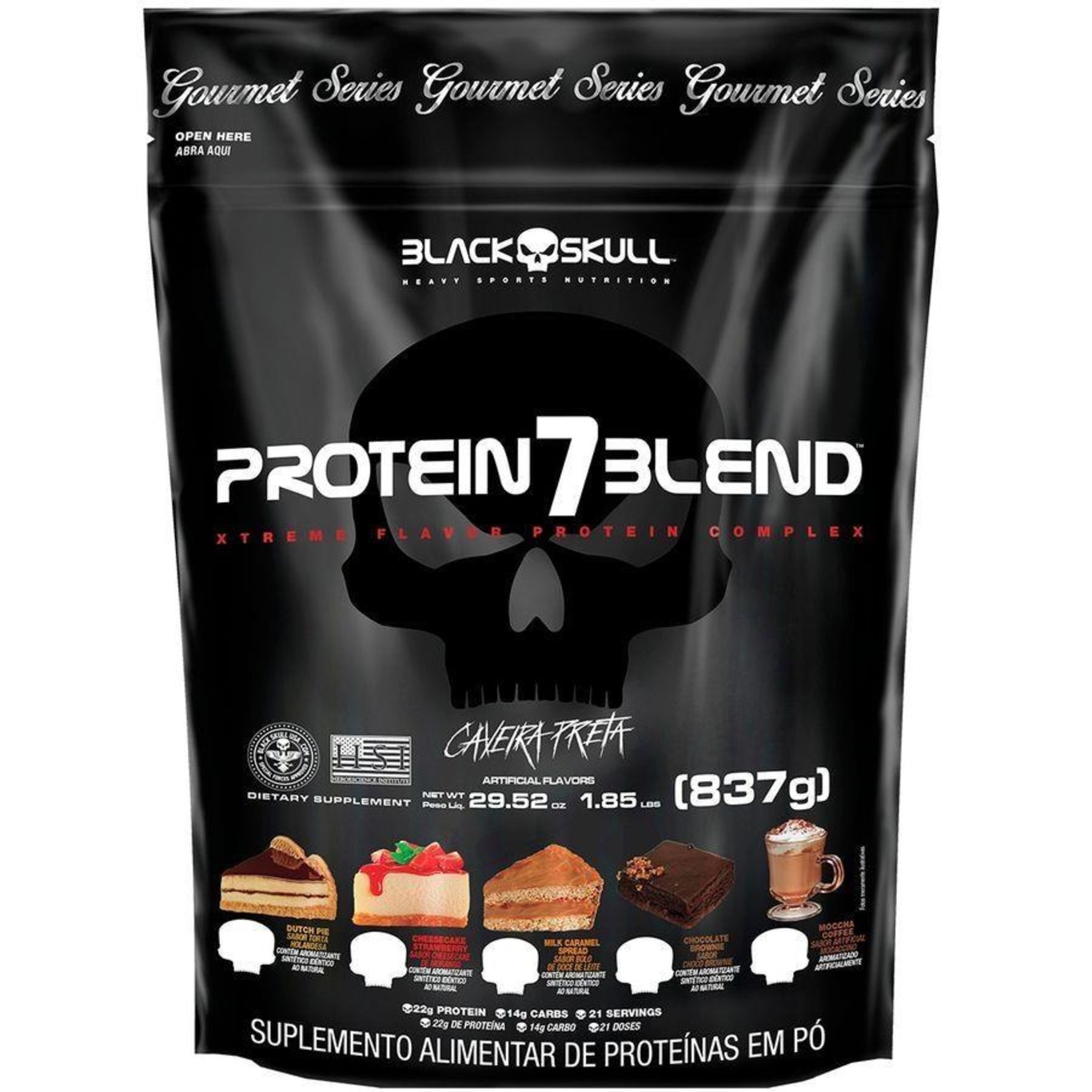 Protein 7 Blend Gourmet Black Skull Refil - 837g - Foto 1