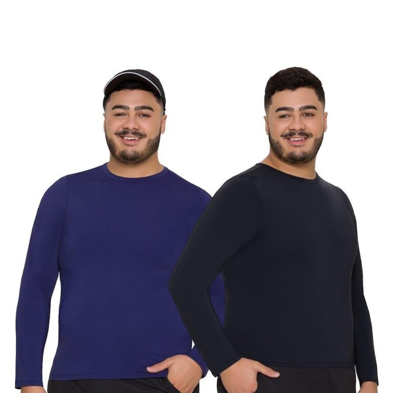 Kit Camisas Térmicas Manga Longa Selene Proteção Uv Plus Size - Masculina - 2 Unidades - Foto 1