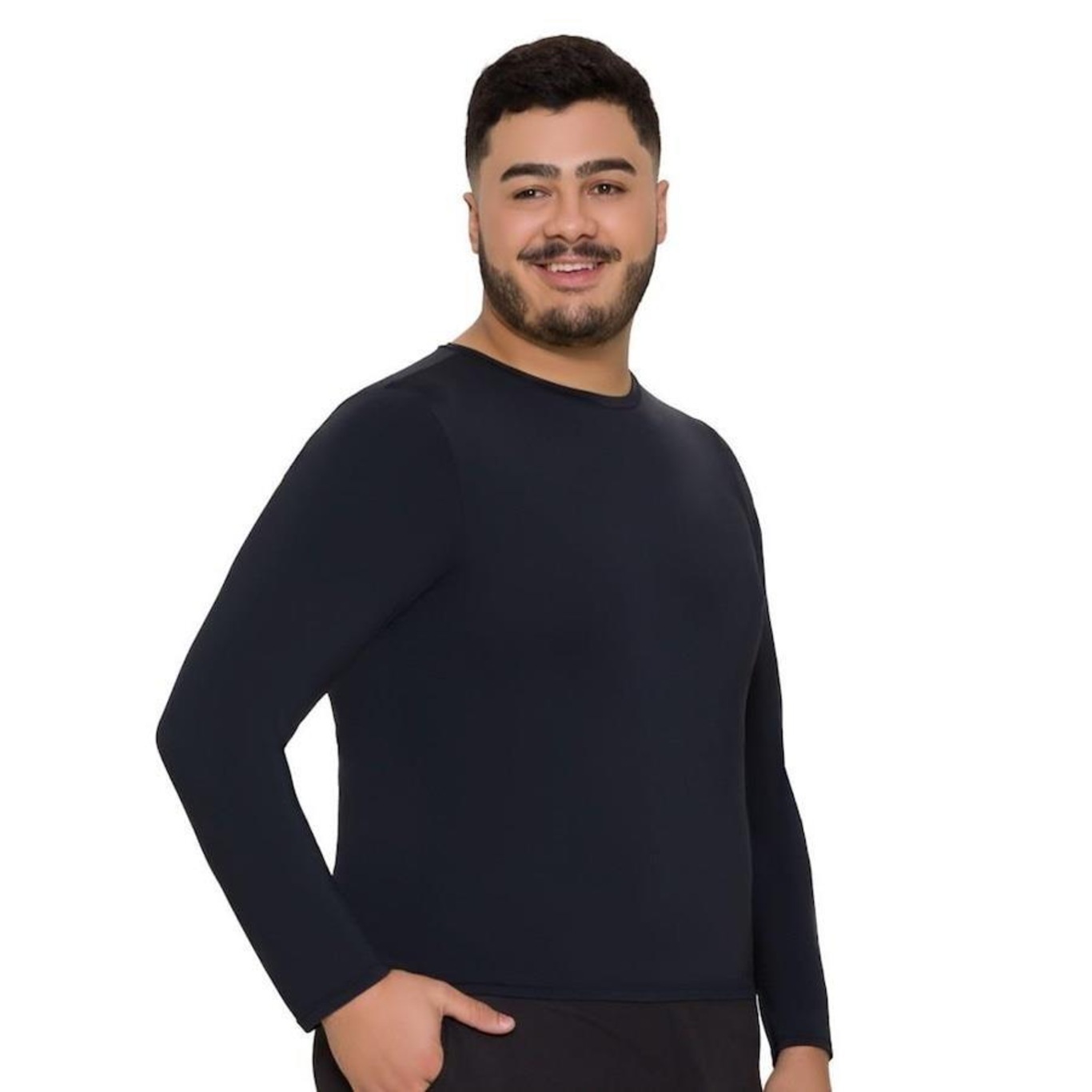 Kit Camisas Térmicas Manga Longa Selene Proteção Uv Plus Size - Masculina - 2 Unidades - Foto 3