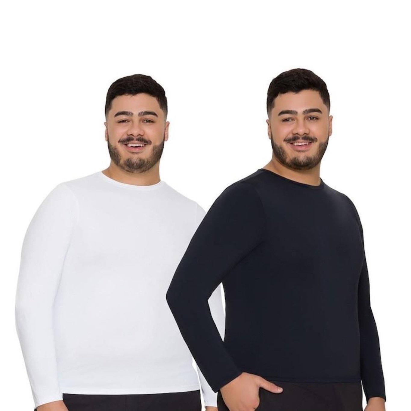 Kit Camisas Térmicas Manga Longa Selene Proteção Uv Plus Size - Masculina - 2 Unidades - Foto 1