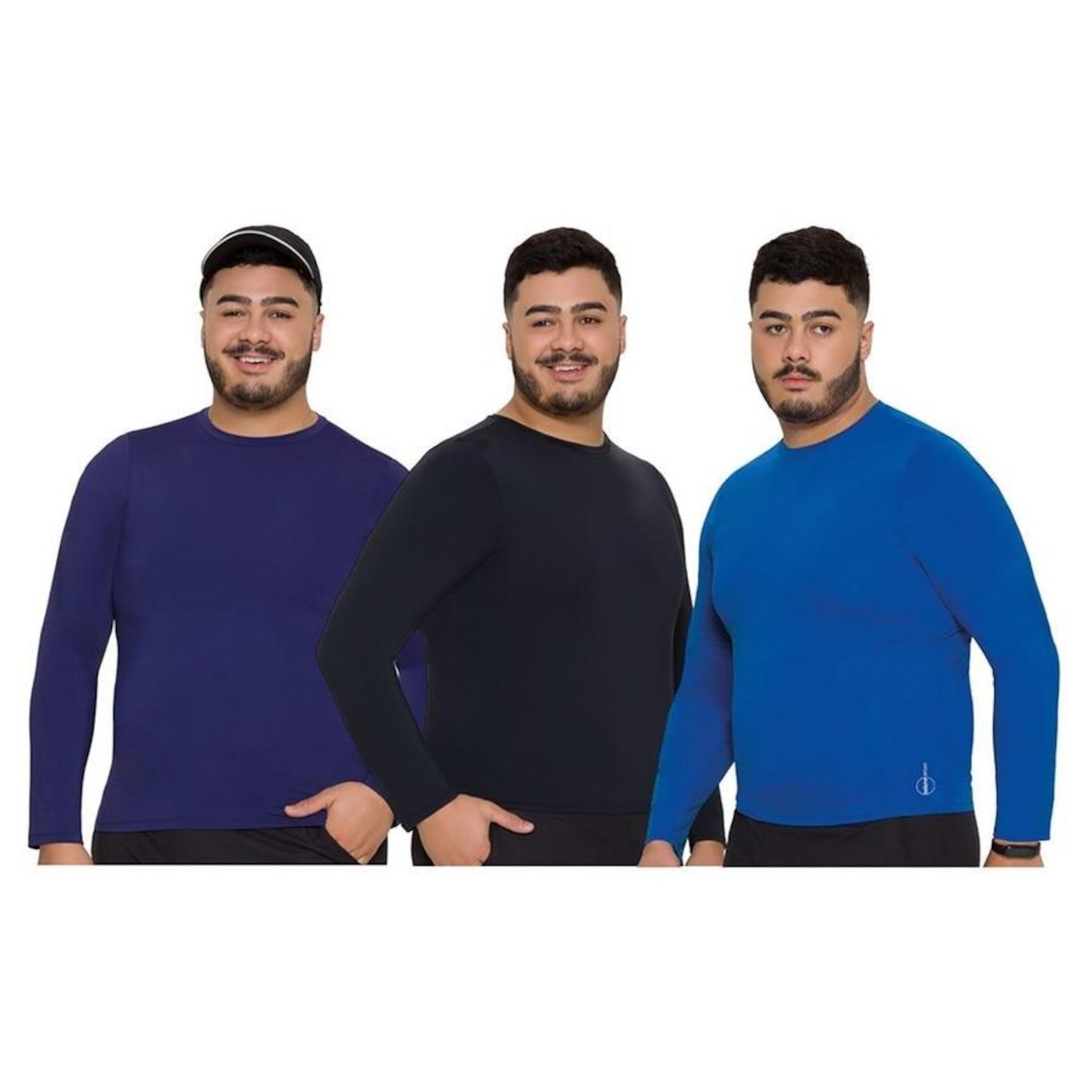 Kit Camisas Térmica Selene Proteção Uv Plus Size - 3 Unidades - Masculina - Foto 1