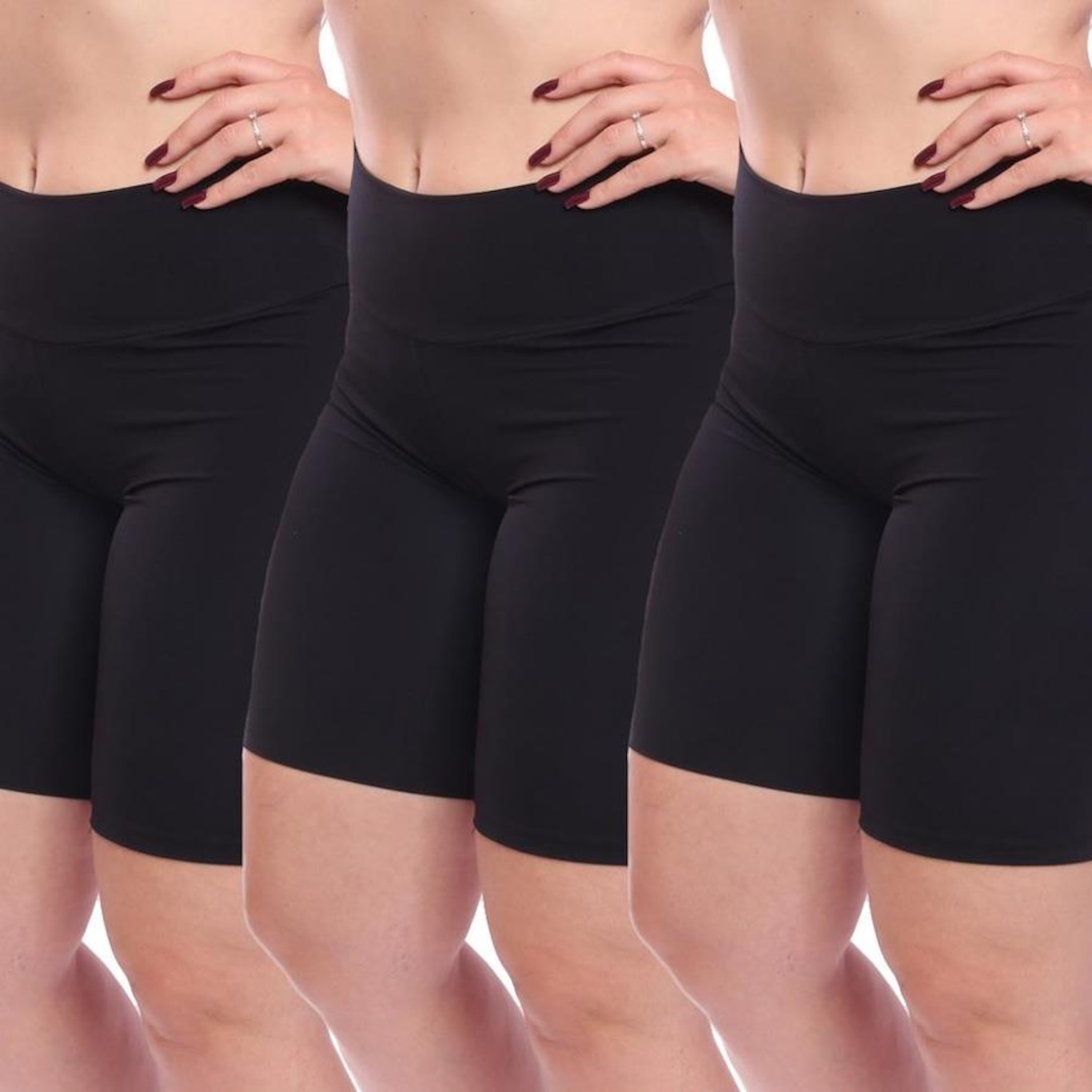 Kit Bermudas Legging Dellas Fit Zero Transparência Cós Alto Academia Treino - 3 Unidades - Feminina - Foto 1