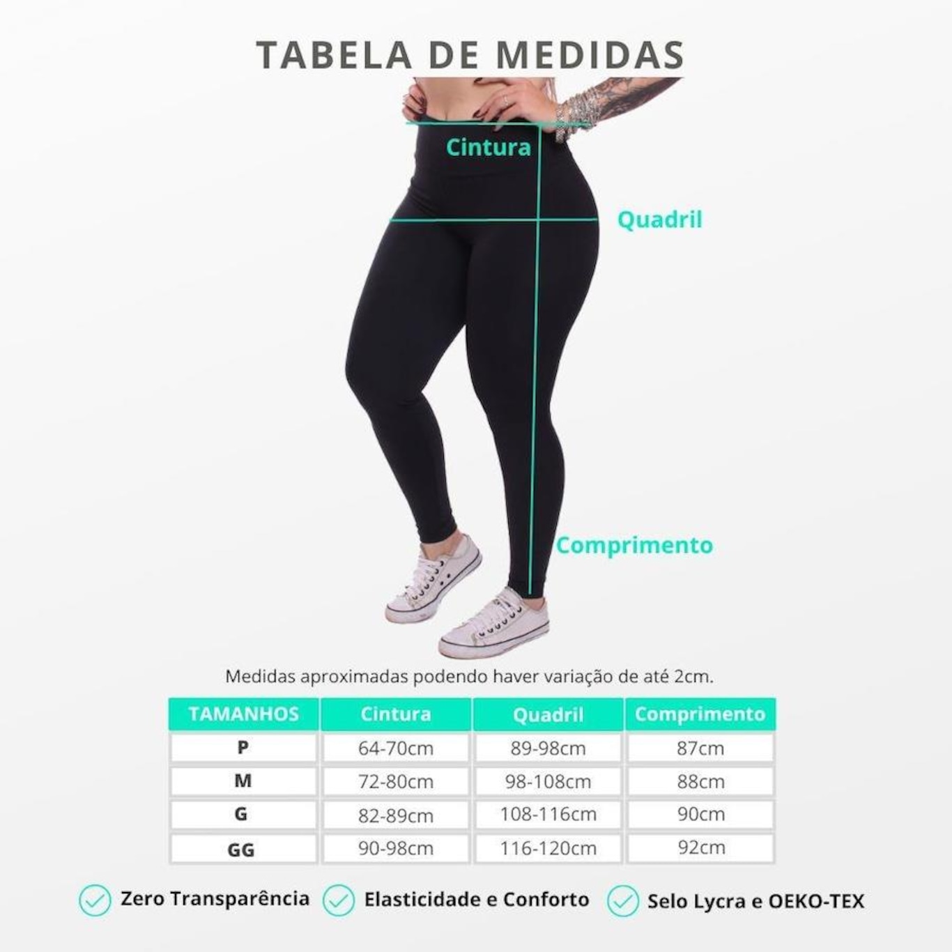 Kit Calças Legging Dellas Fit Zero Transparência Proteção Uv Academia Treino - 3 Unidades - Feminina - Foto 3