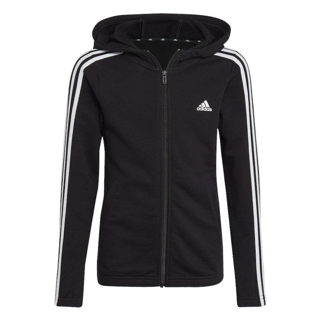 Adidas black sale jacket white stripes