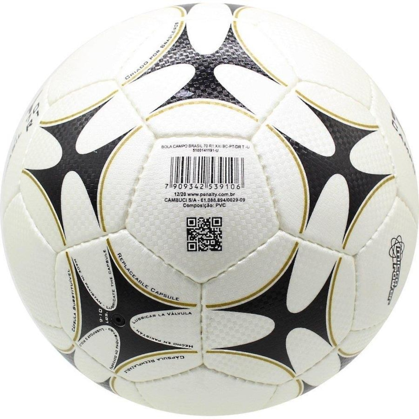 Bola de Futebol Campo Penalty Torcida XXI - Branco+Preto