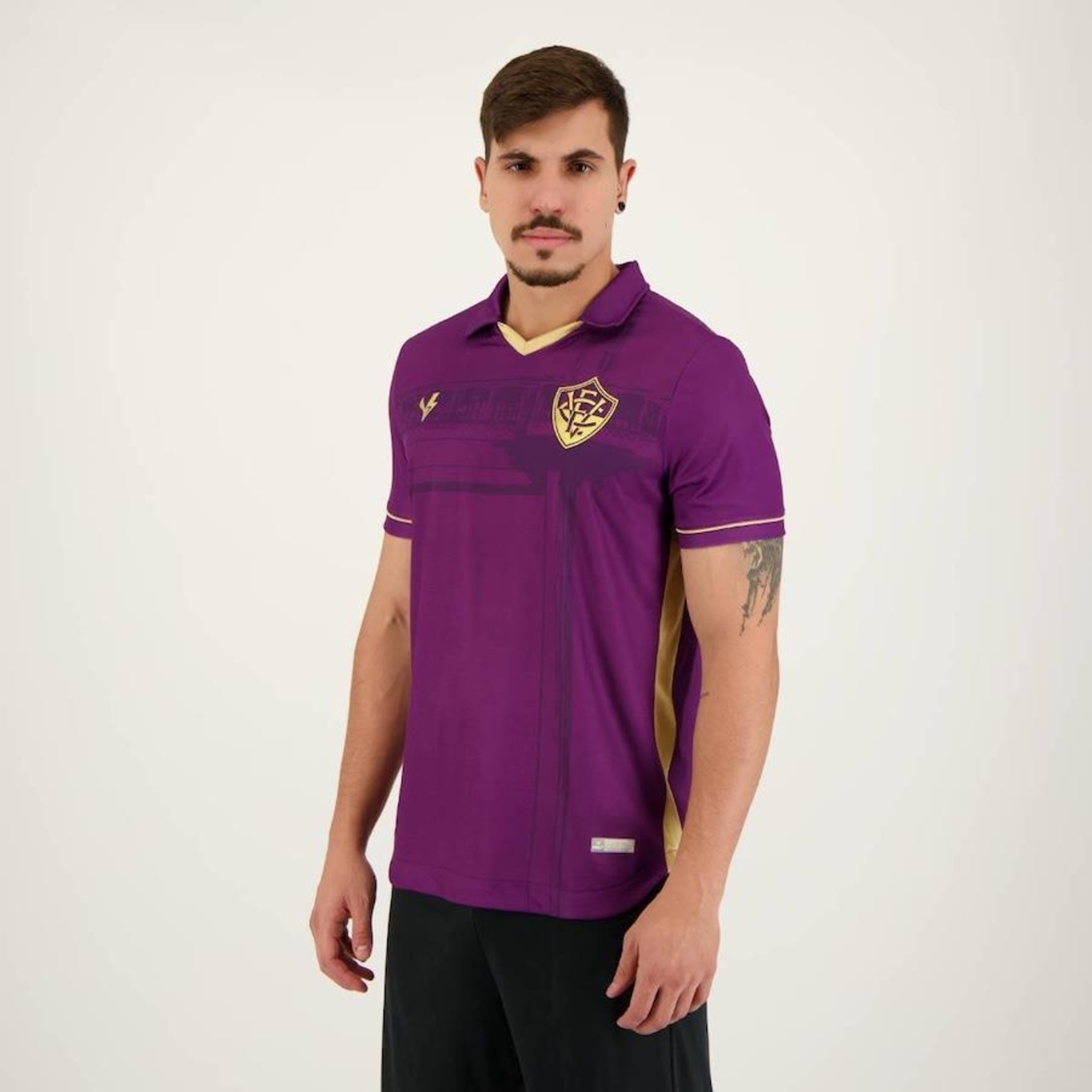 Camisa Masculina Jogo 1 2023 Vitória Preta e Vermelha Volt