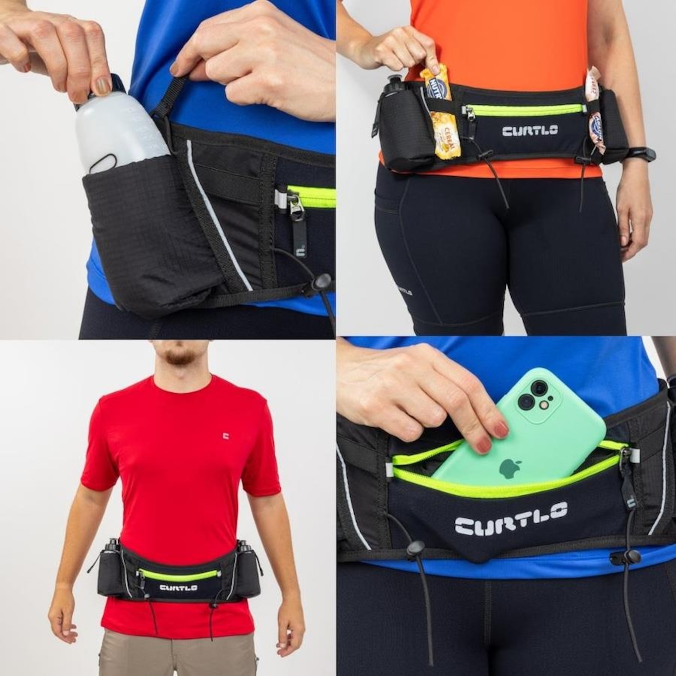 Pochete Curtlo X-Fast Belt com 2 Squeezes Unissex Preto Corrida Caminhada Treinos Ajustável - Foto 3