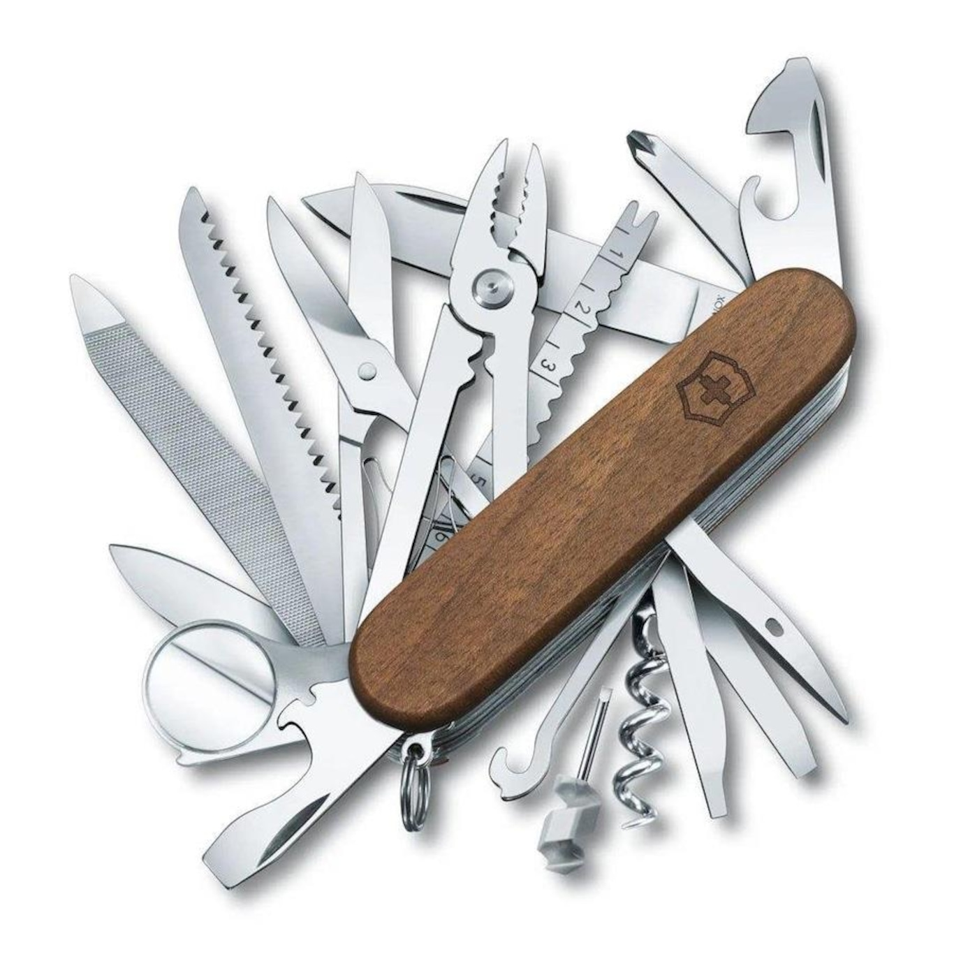 Canivete de Bolso Victorinox Médio Swiss Champ Wood - Foto 3