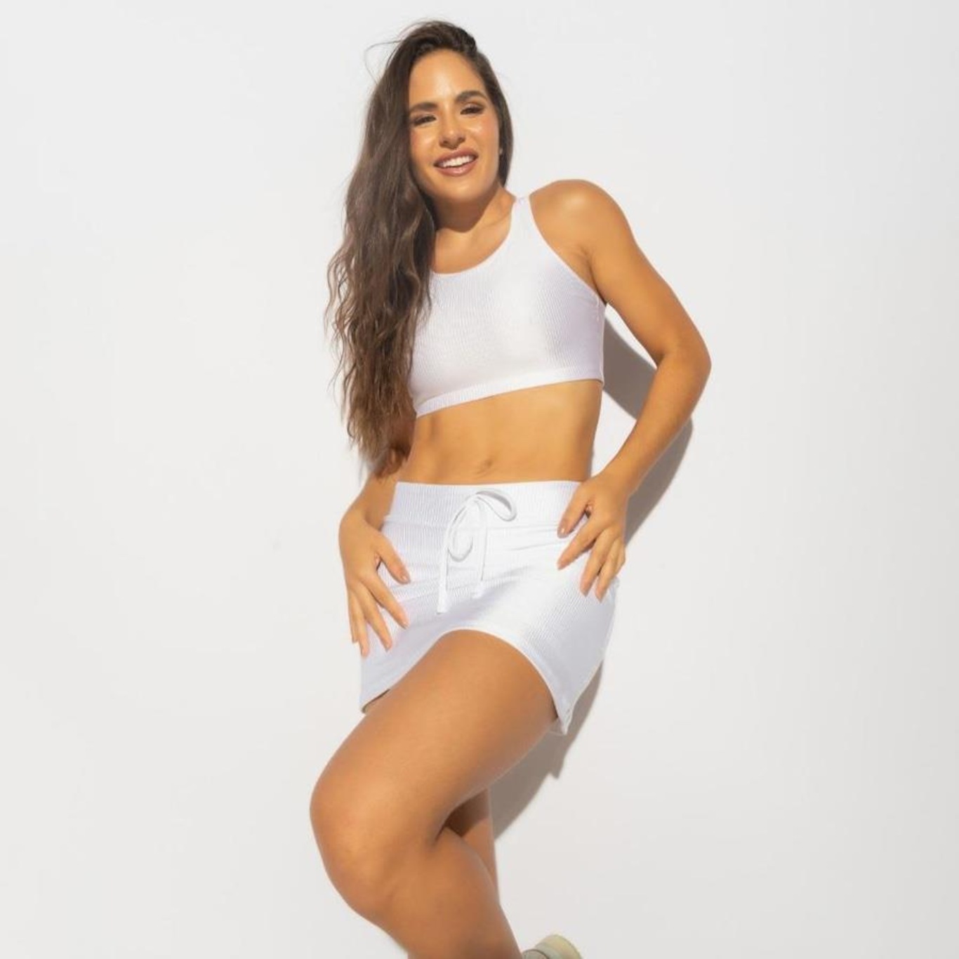 Top Fitness Honey Be Com Amarração Canelado - Feminino - Foto 2