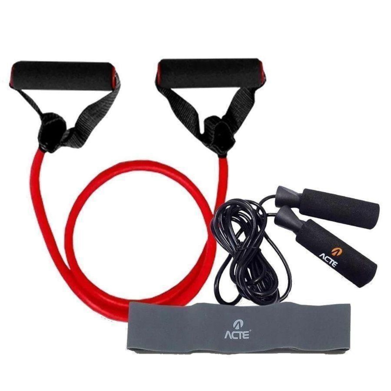 Kit de Treino Fitness Acte Sports Bt Addicted Forte Kit-Btf Com Extensor, Corda E Faixa Elástica - Foto 1