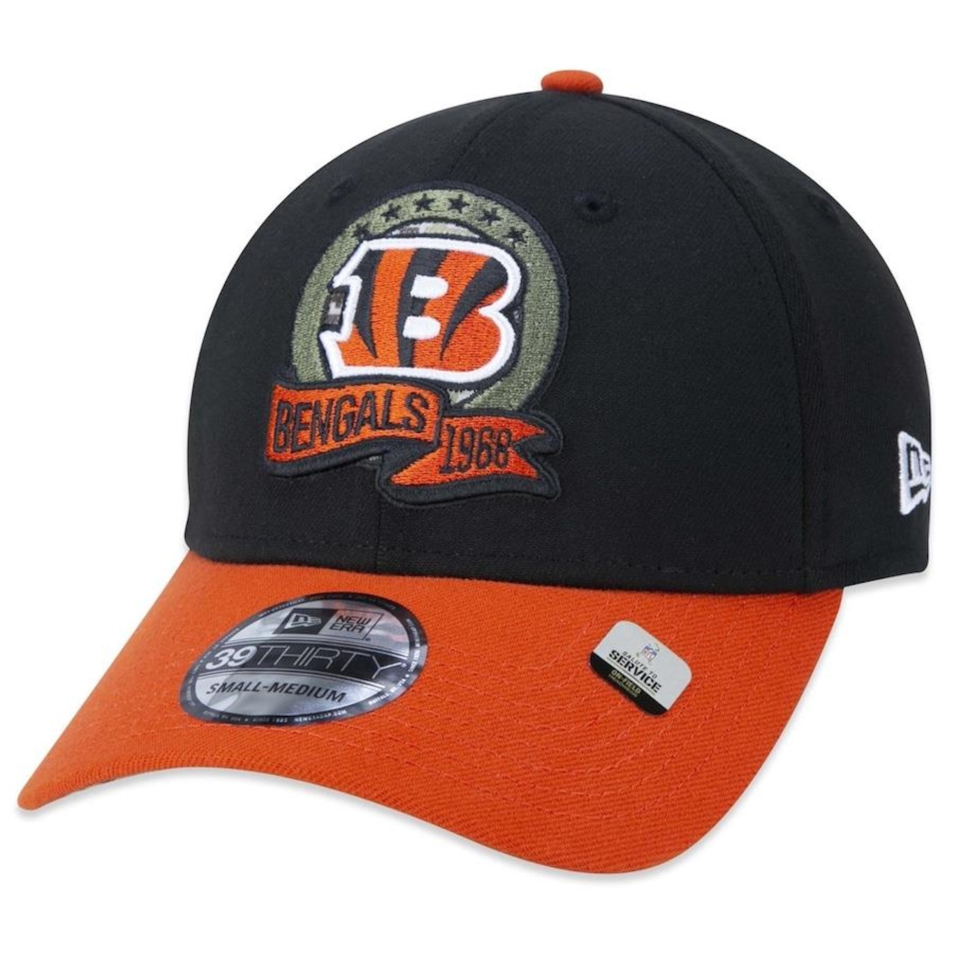 Boné Aba Curva New Era 39Thirty NFL Cincinnati Bengals Salute To Service 2022 Stretch Fit - Fechedo - Adulto - Foto 4