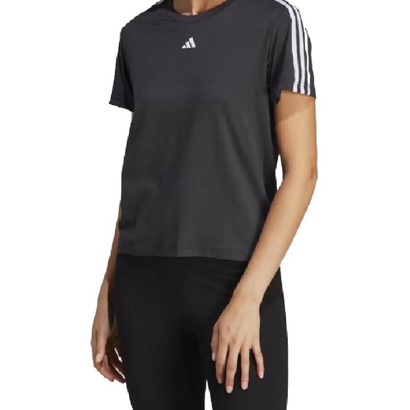 Camiseta Feminina adidas Manga Curta Essentials 3 Listras - Foto 1