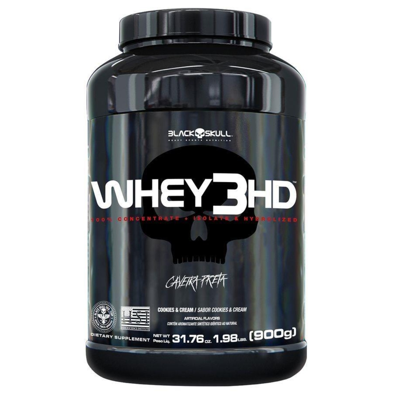 Whey 3Hd Black Skull - 900G (Wpc, Wpi e Wph) - Caveira Preta - Foto 1