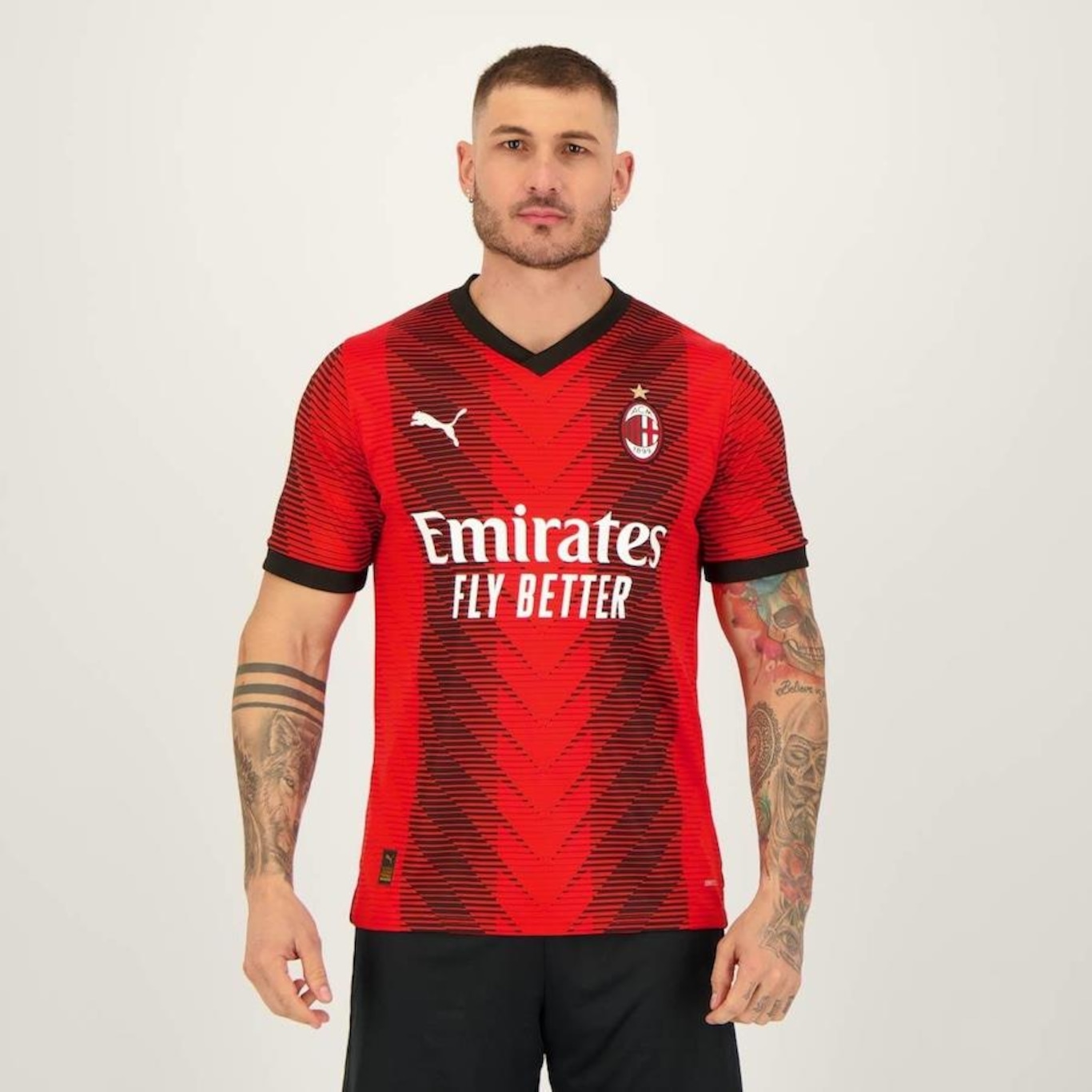 Camisa Milan I 2024 10 Rafa Leão Puma - Masculina - Foto 1