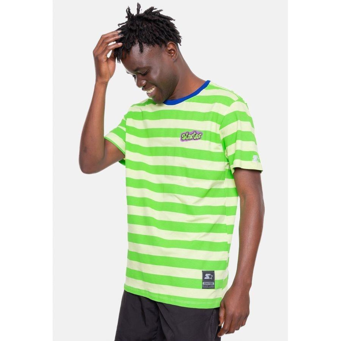 Camiseta Starter Listrada Bel-Air Verde - Masculina - Foto 2