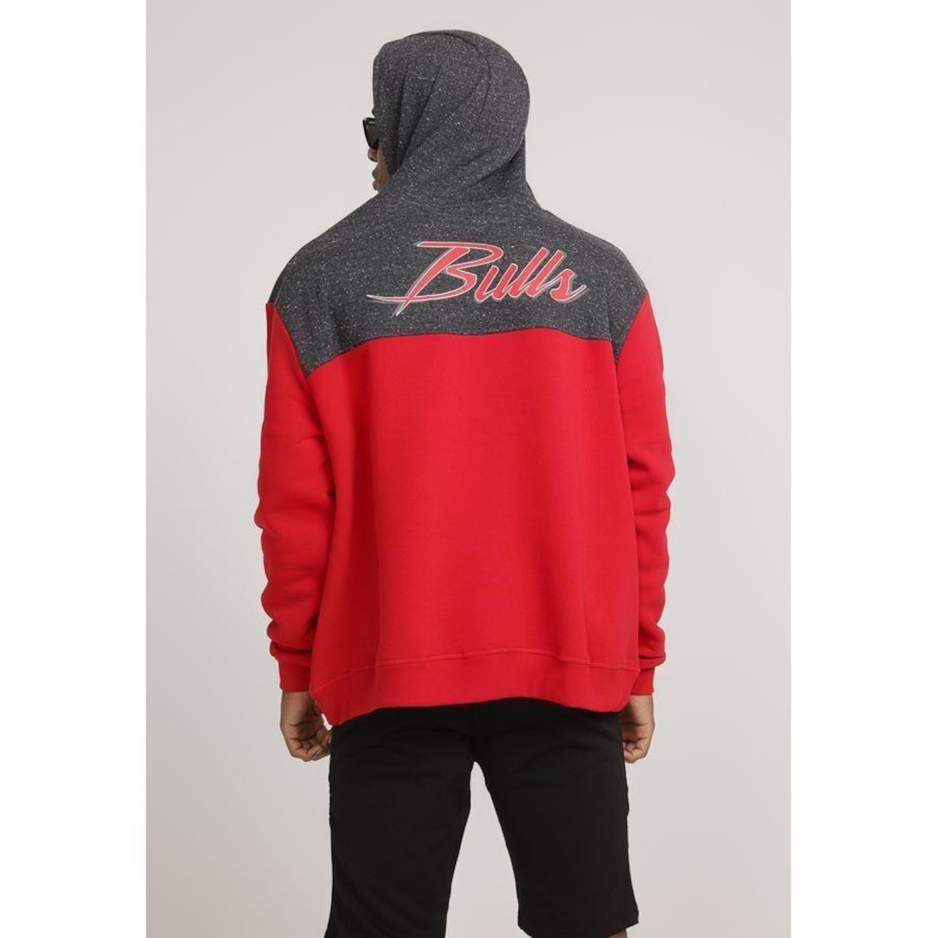 Blusão de Moletom Com Capuz NBA Plus Size Fechado Chicago Bulls Vermelho - Masculina - Foto 4