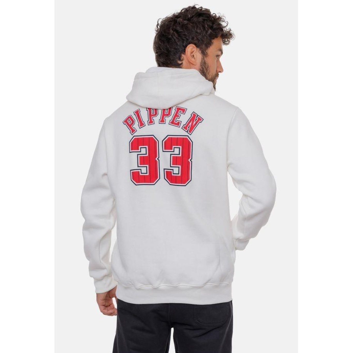 Blusão de Moletom com Capuz Mitchell & Ness Scottie Pippen Chicago Bulls Natural - Masculino - Foto 5