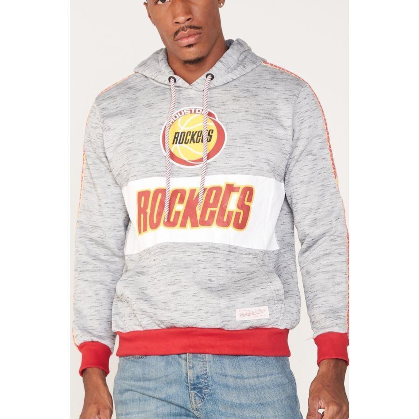 Blusão de Moletom com Capuz Mitchell & Ness Fechado com Capuz Houston Rockets - Masculino - Foto 1