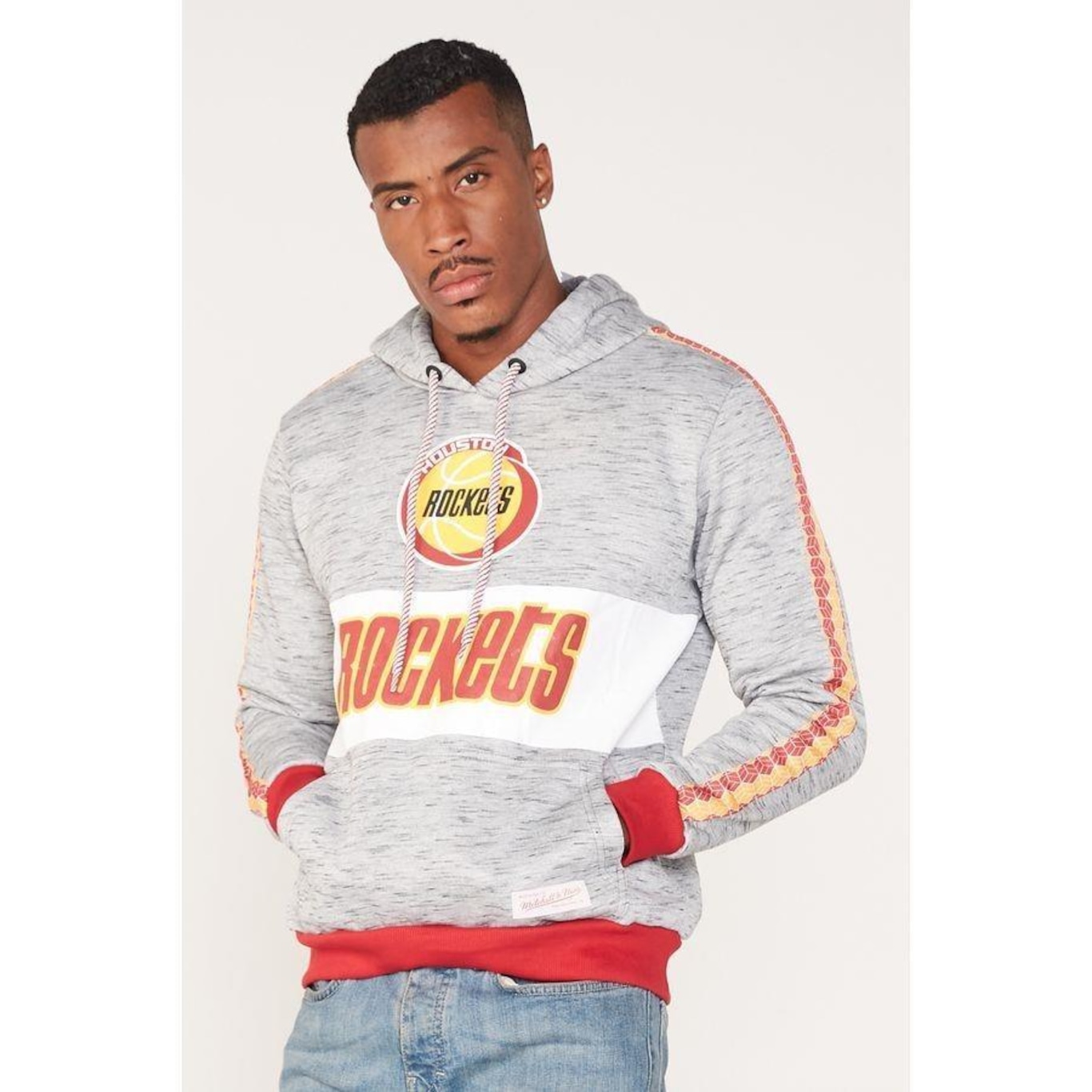 Blusão de Moletom com Capuz Mitchell & Ness Fechado com Capuz Houston Rockets - Masculino - Foto 3