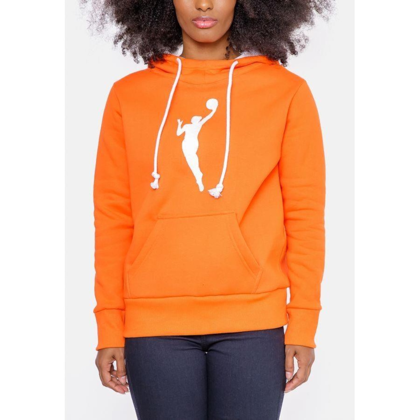 Blusão de Moletom com Capuz WNBA Fechado Jumpman Laranja - Feminino - Foto 3