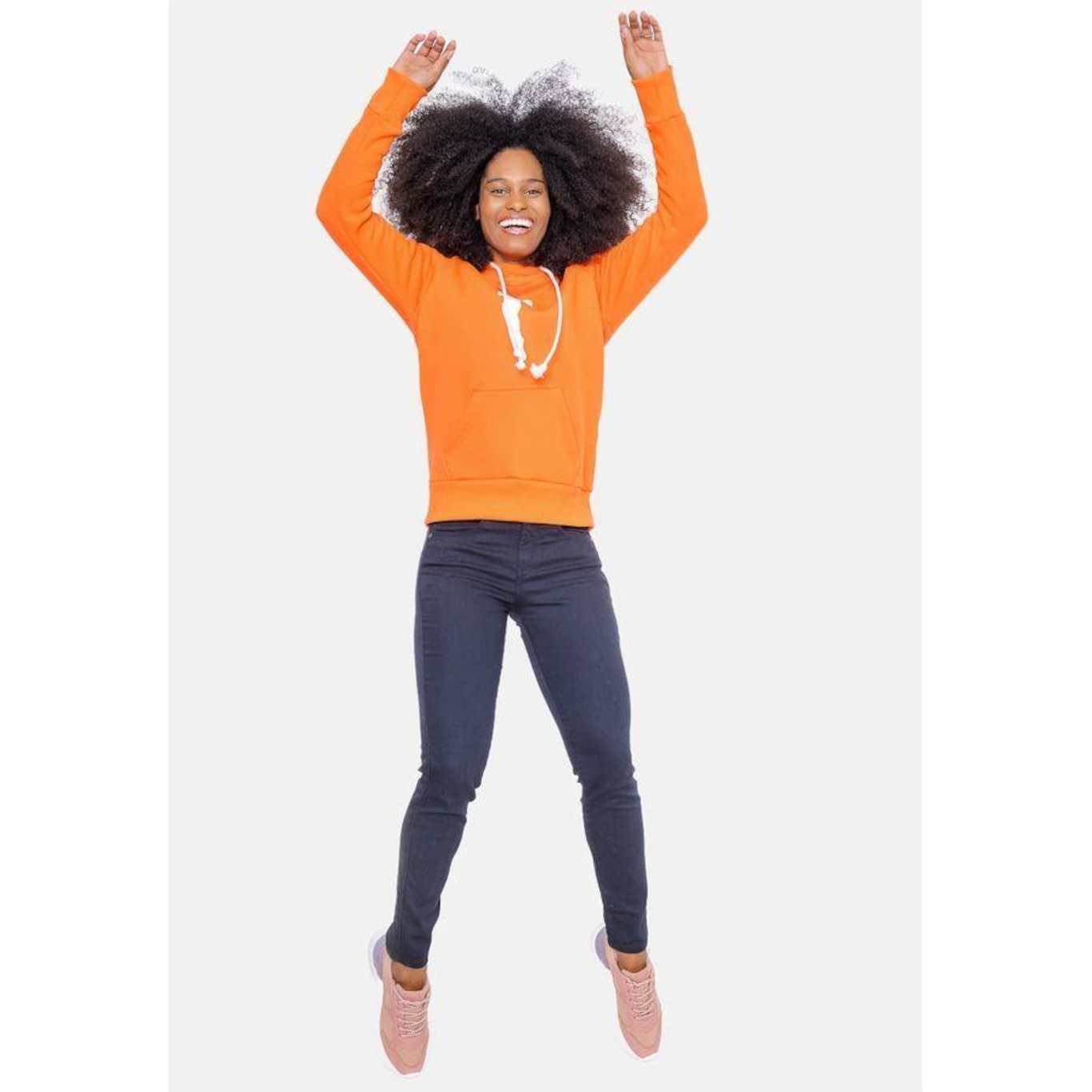 Blusão de Moletom com Capuz WNBA Fechado Jumpman Laranja - Feminino - Foto 4