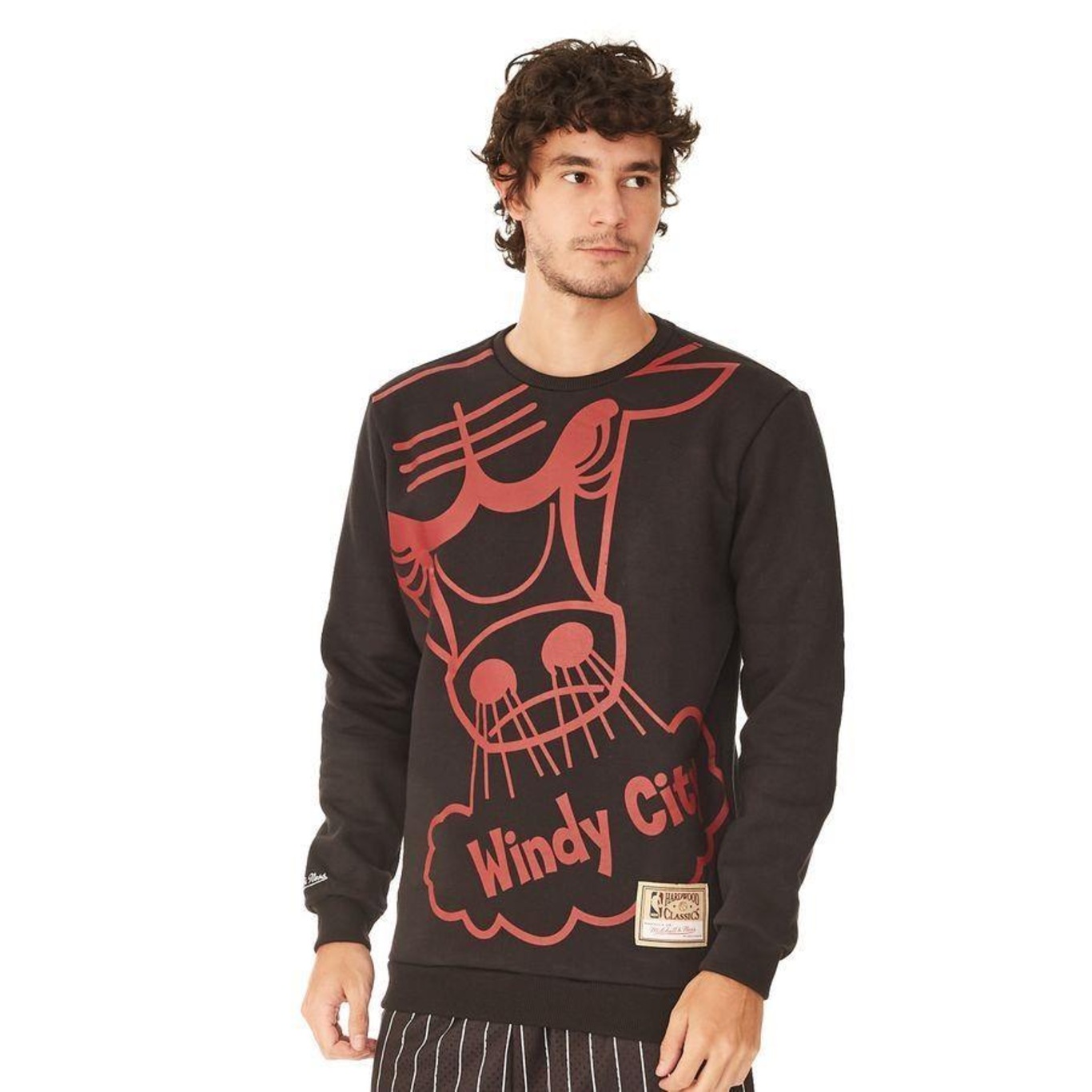 Blusão de Moletom com Capuz Mitchell & Ness Fechado Gola Careca Chicago Bulls - Masculino - Foto 4