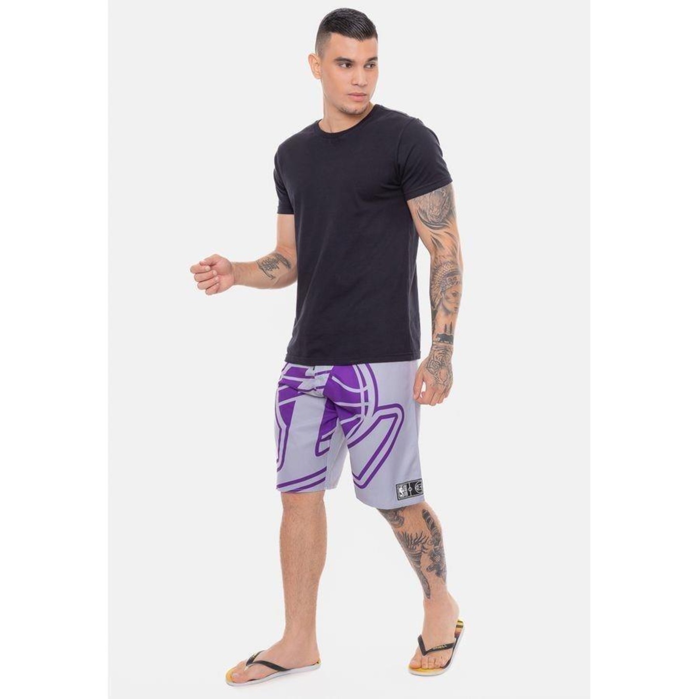 Bermuda Boardshort Nba Maxi Logo Los Angeles Lakers - Masculina - Foto 4