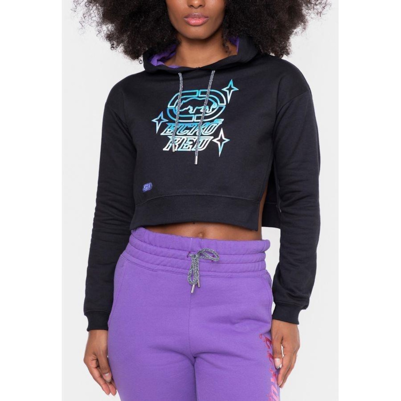 Blusão de Moletom com Capuz Ecko Cropped Chin - Feminino - Foto 1