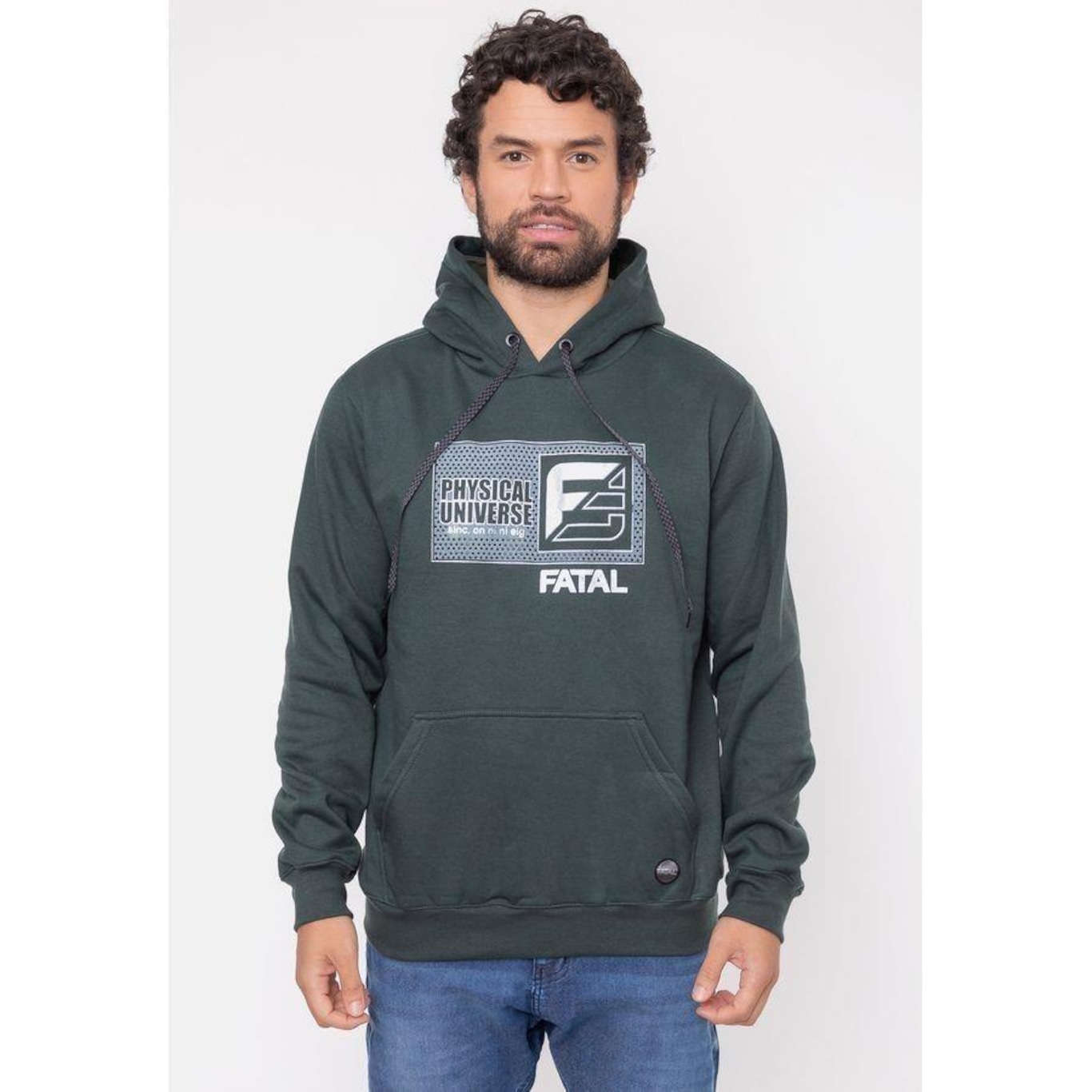 Blusão de Moletom com Capuz Fatal Piston Militar - Masculina - Foto 1