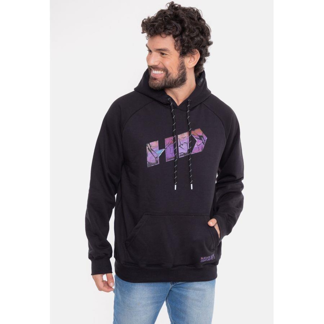 Blusão de Moletom com Capuz HD Fechado Raglan Poland - Masculina - Foto 3