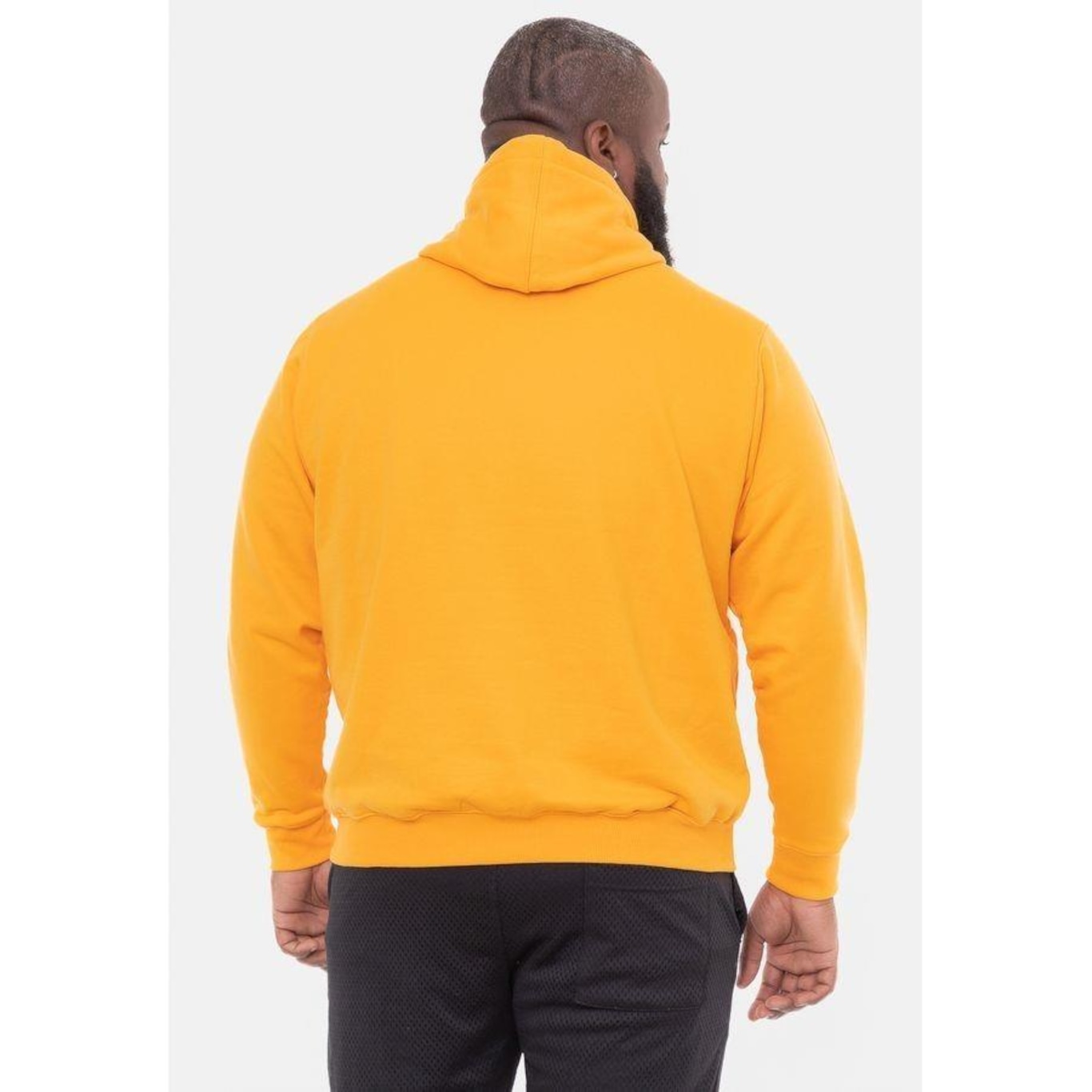 Blusão de Moletom com Capuz NBA Plus Size Feltro Logo Los Angeles Lakers Amarelo - Masculina - Foto 2