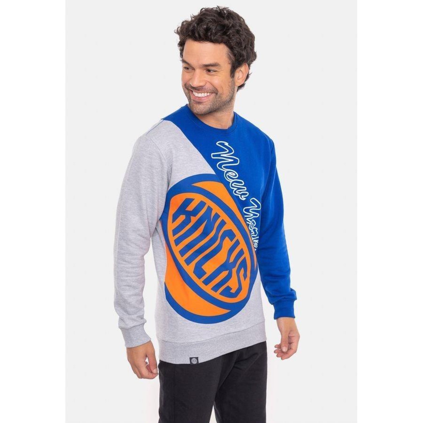 Blusão de Moletom NBA Wordmark New York Knicks Azul - Masculina - Foto 3