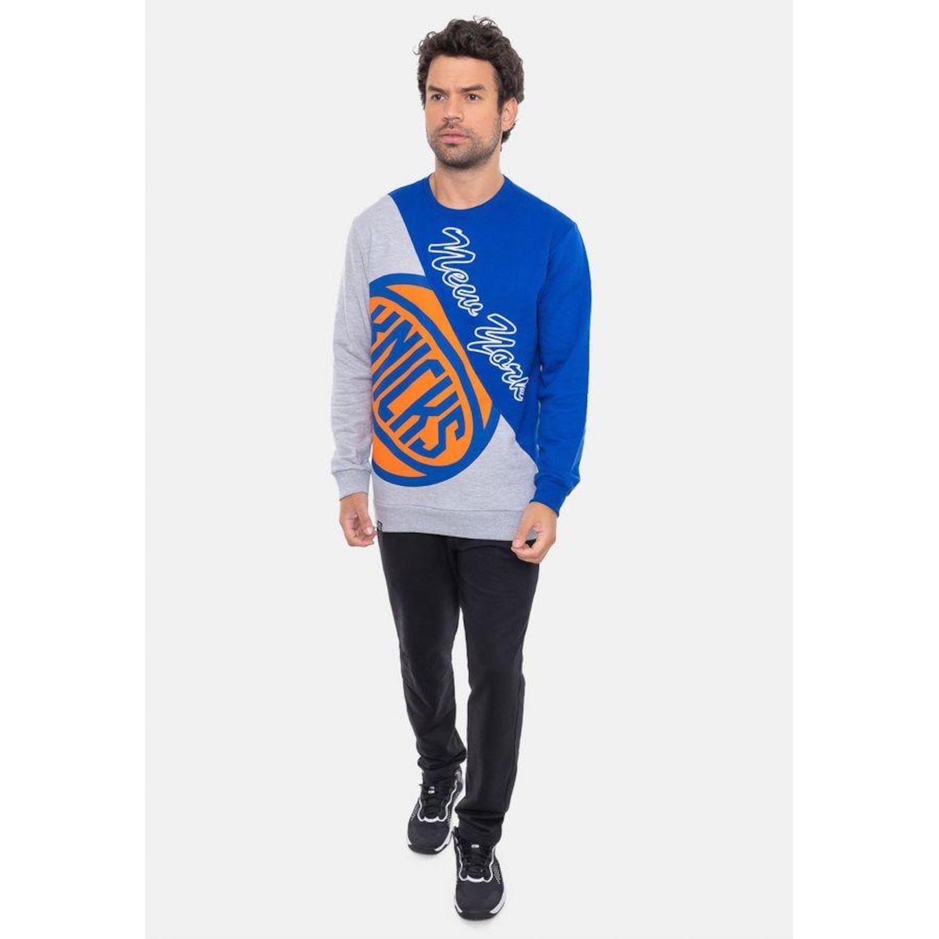 Blusão de Moletom NBA Wordmark New York Knicks Azul - Masculina - Foto 5