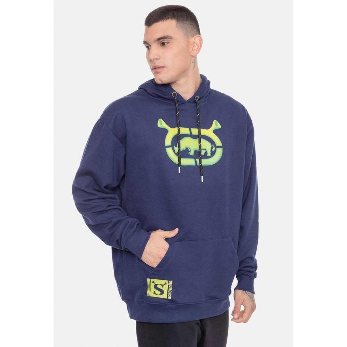 Blusão de Moletom com Capuz Ecko Orelha Shrek - Masculino - Foto 1