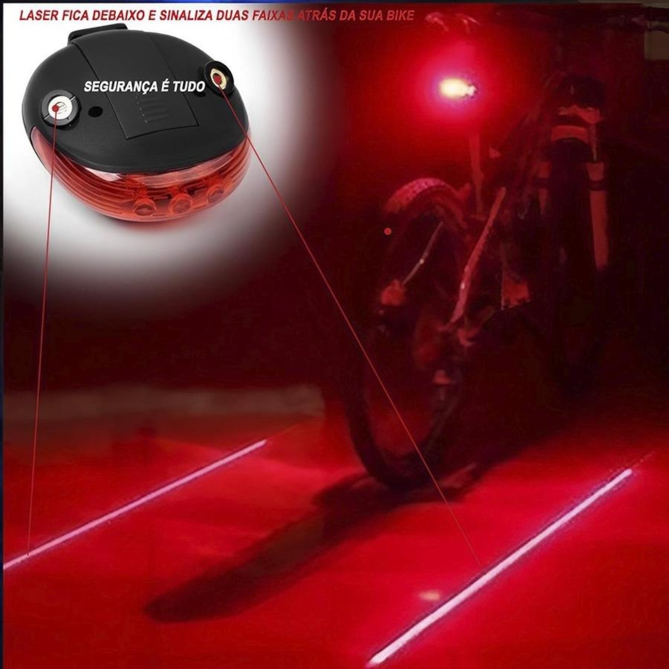 Lanterna para Bike Traseira Gold Sports Led Clear Vision Laser Tail Light - Foto 3