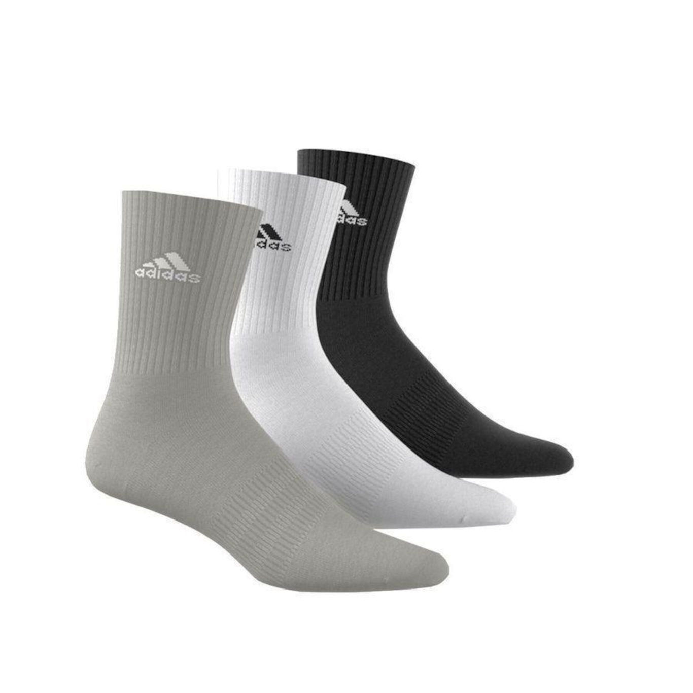 Kit Meias Cano Alto adidas Acolchoadas - 3 Pares - Adulto - Foto 3