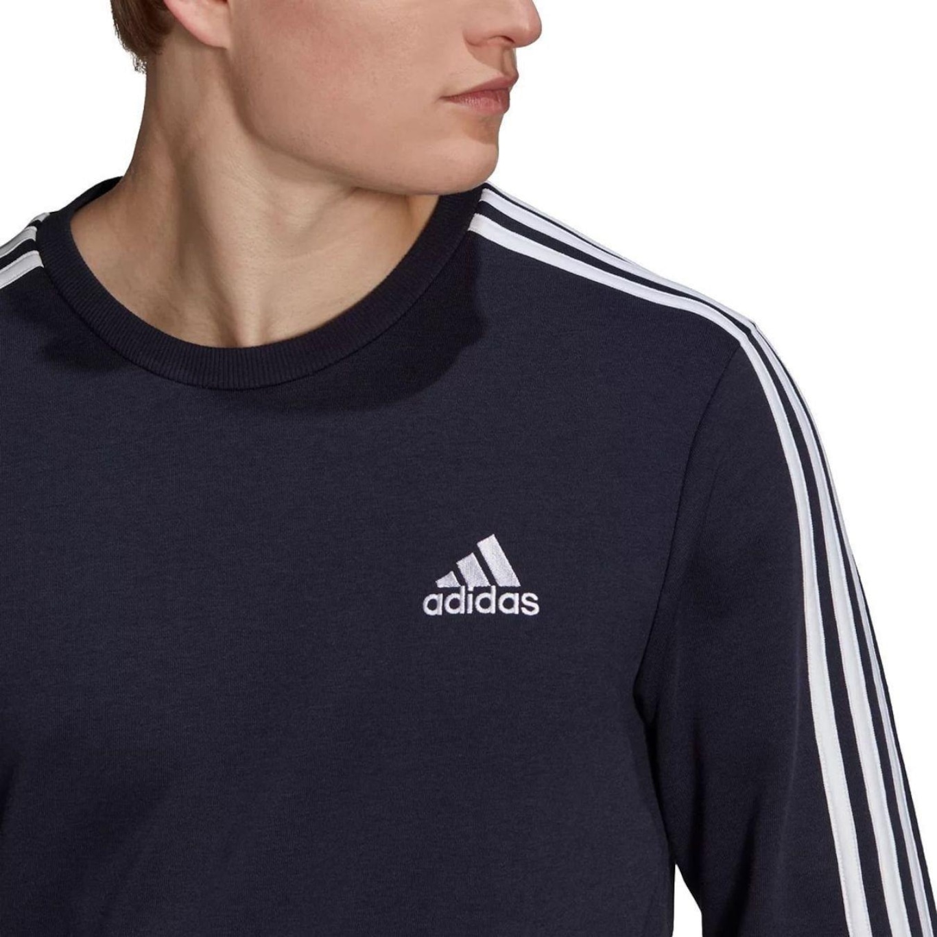 Blusão de Moletom sem Capuz adidas Essentials 3 Listras - Masculino - Foto 5