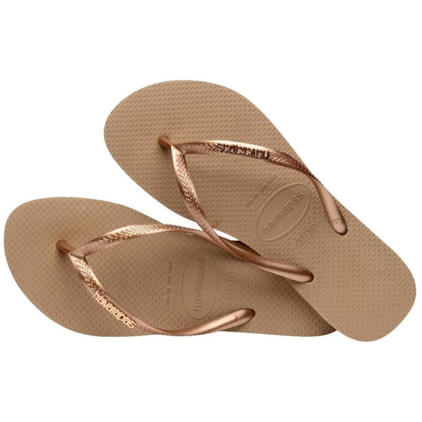 Chinelo Havaianas 41198753581 Slim Logo Metallic Infantil - Foto 1