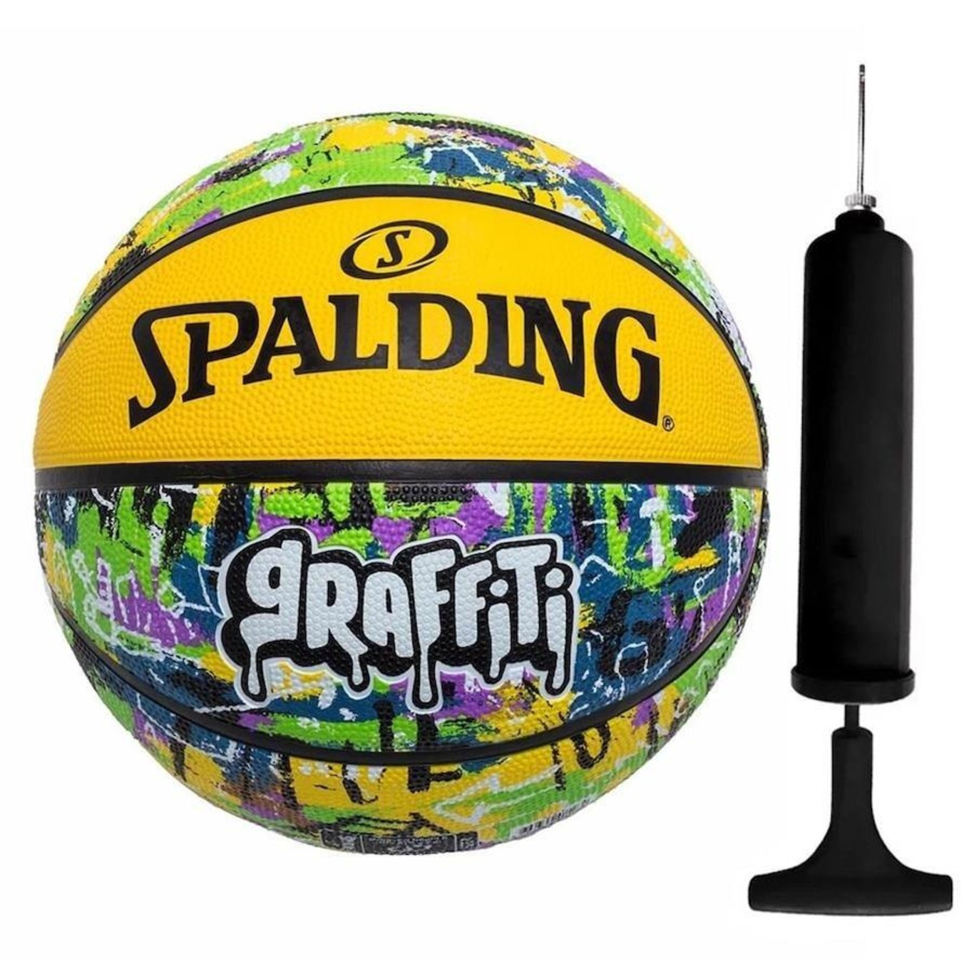 Kit Bola Basquete Spalding Highlight + Bomba de Ar - EsporteLegal