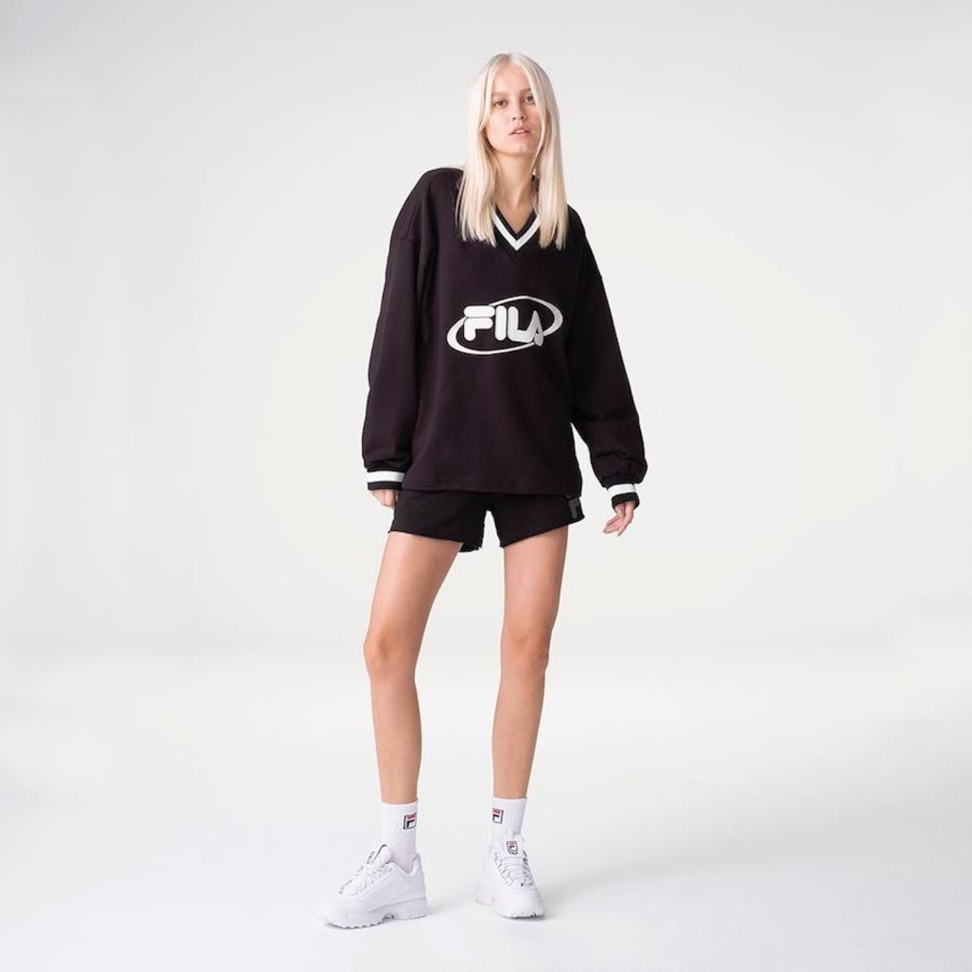 Blusão sem Capuz Fila Heritage Oversized V-Neck Pullover - Feminino - Foto 1