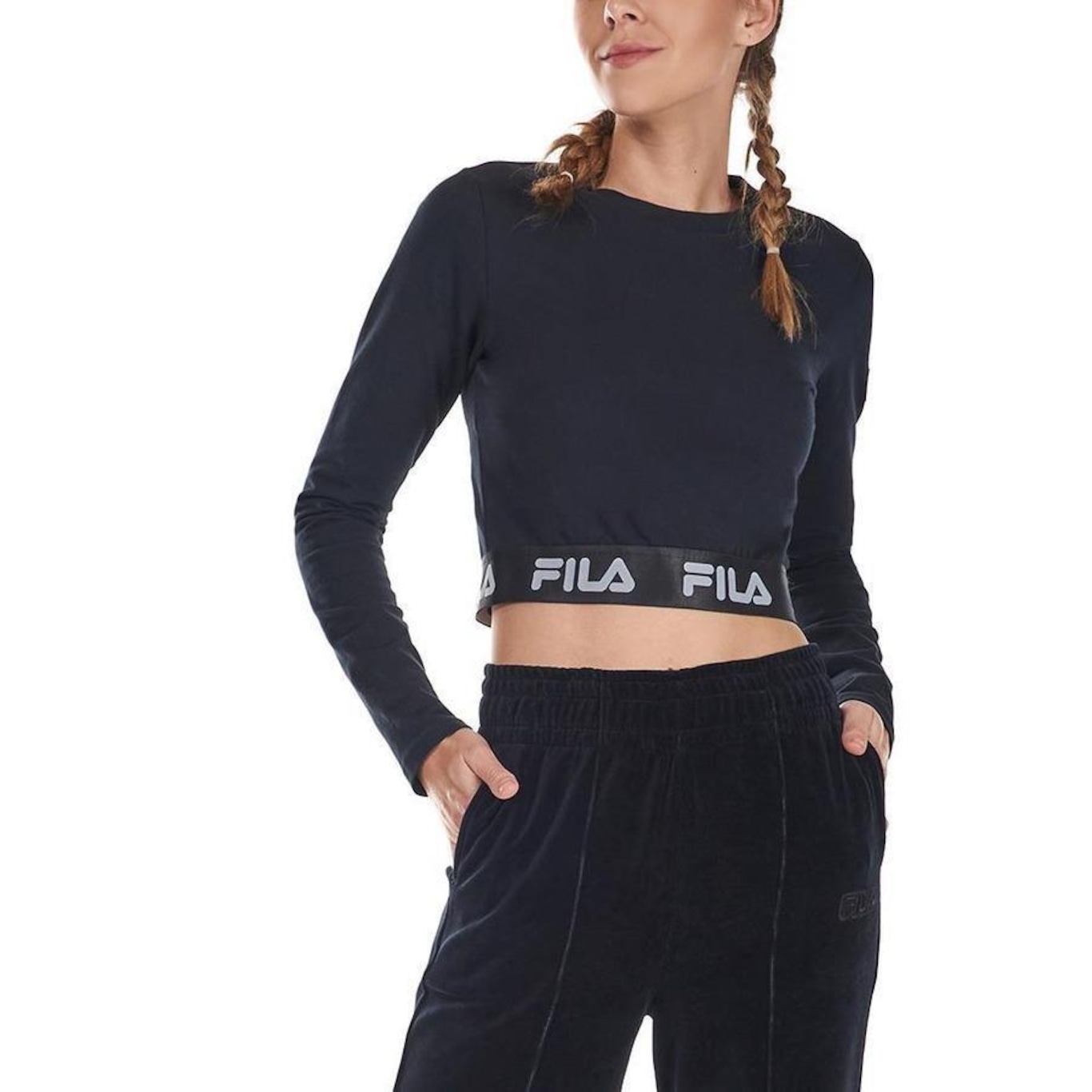 Camiseta Manga Longa Fila Elastic - Feminina - Foto 1