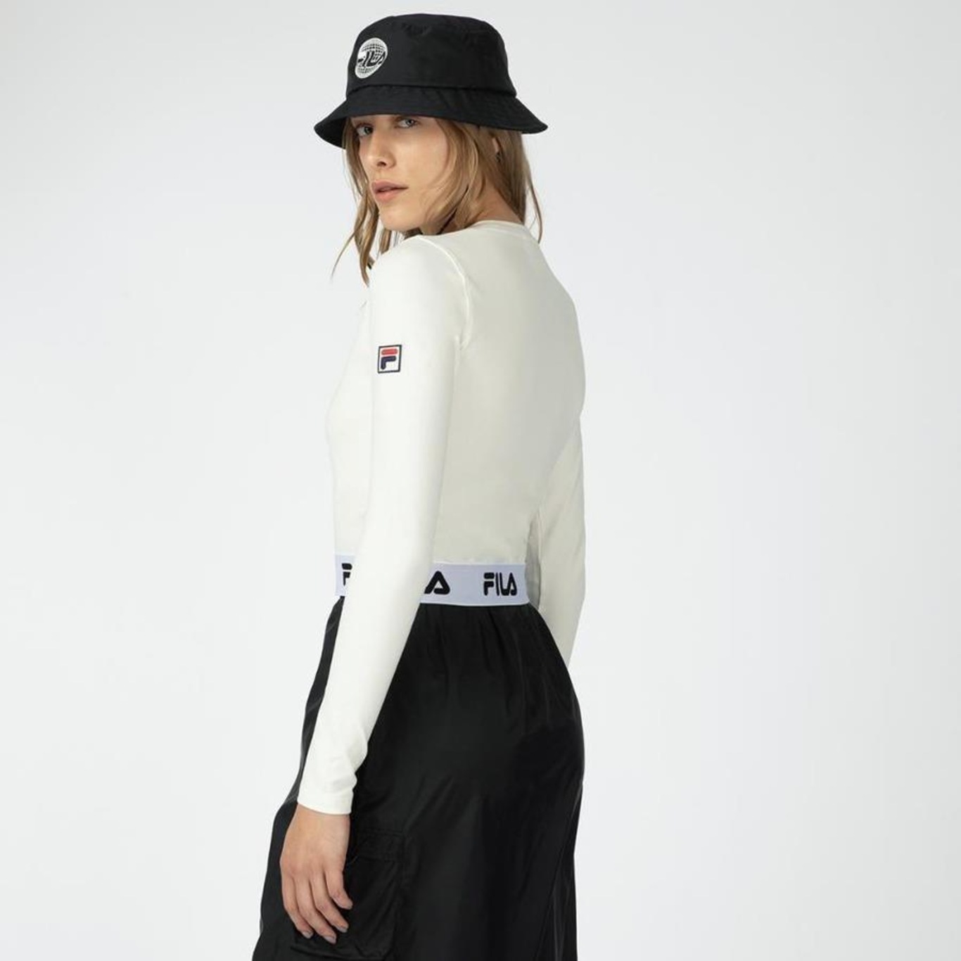 Blusa Cropped Fila Manga Longa Elastic - Feminina - Foto 3