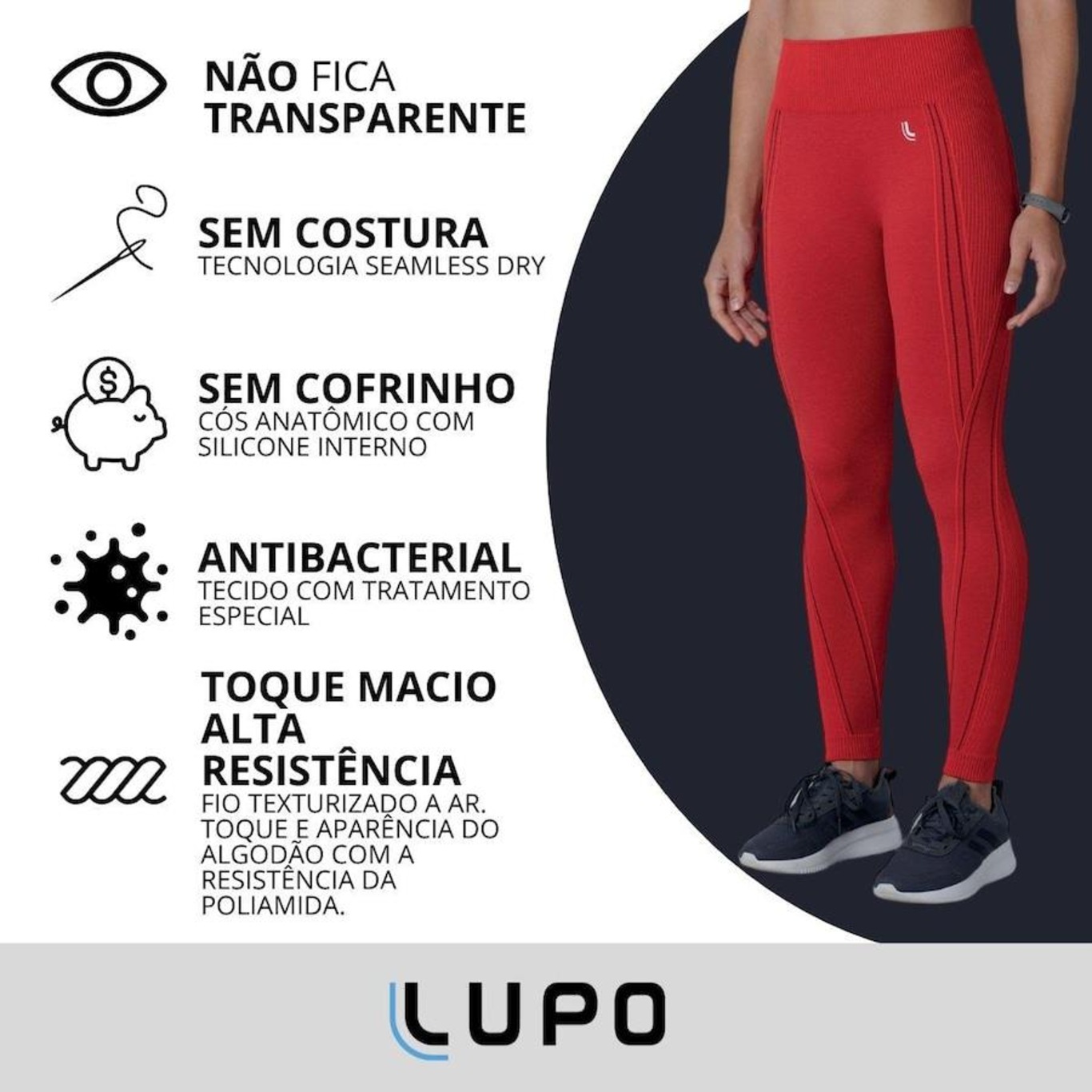 Calça Legging Lupo Max Core Sport SEM COSTURA 71053-001 Fitness