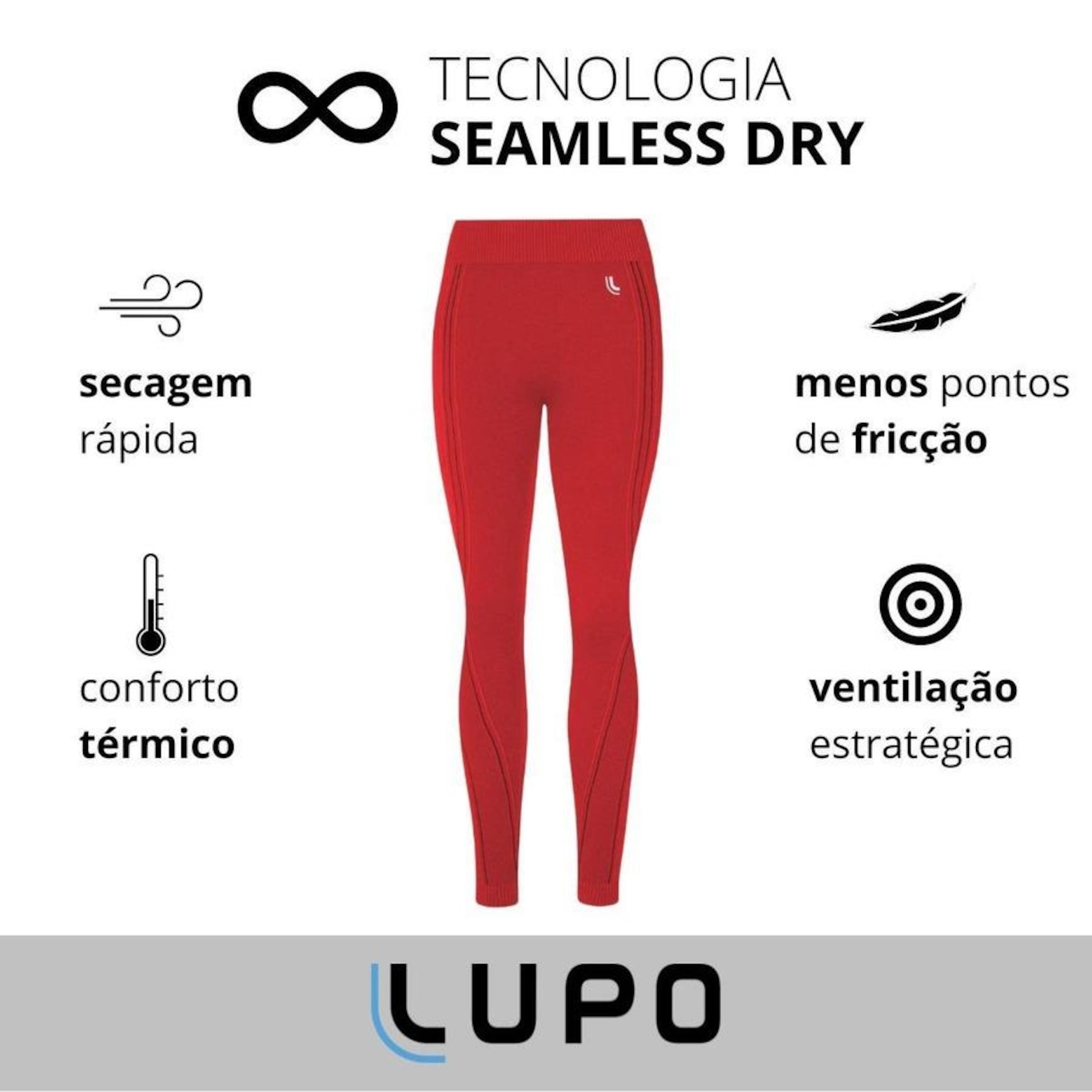 Calça Legging Lupo Max Core Sport SEM COSTURA 71053-001 Fitness