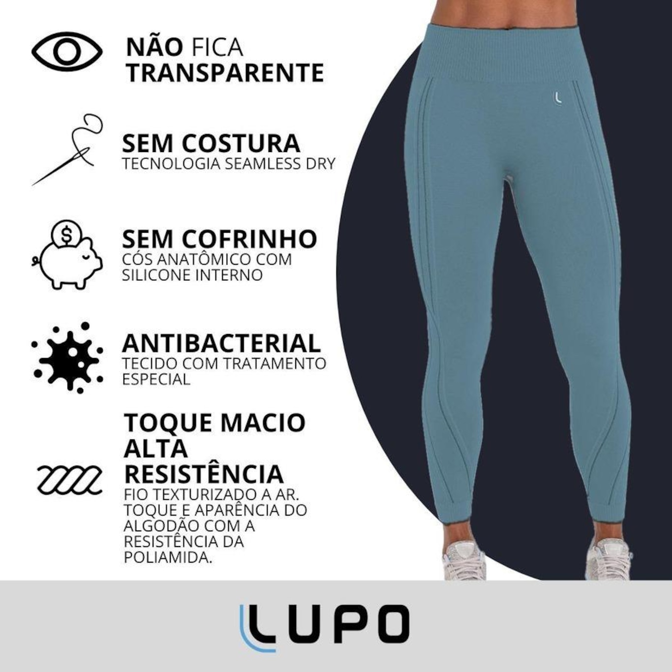 Lupo New Strong Ribbed Sport Legging Fitness Pants - METRO BRAZIL